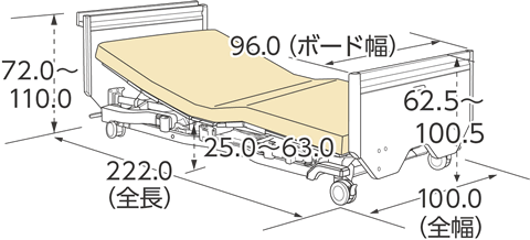 ベーシックベッド4輪ロック仕様（木製宮付）