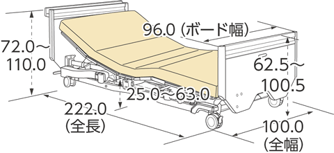 ポジショニングベッド4輪ロック仕様（木製宮付）