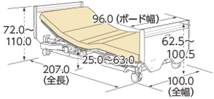 ポジショニングベッド4輪ロック仕様（木製）