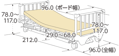 ベーシックベッド整形外科用ボード寸法図