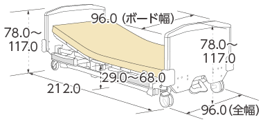 ベーシックベッド木製ボード寸法図