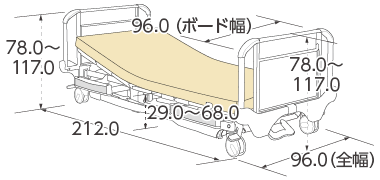 ベーシックベッドスチールボード寸法図