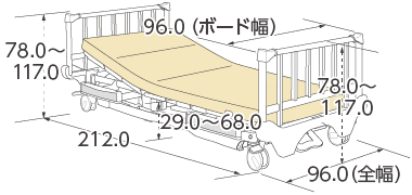 ポジショニングベッド整形外科用ボード寸法図