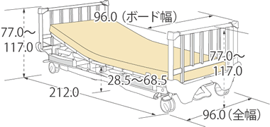 ベーシックベッド整形外科用ボード寸法図