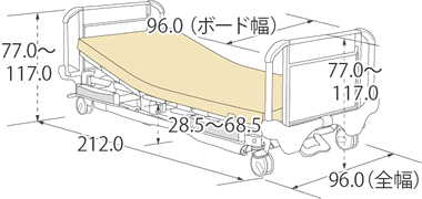 ベーシックベッドスチールボード寸法図