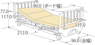 ポジショニングベッド整形外科用ボード寸法図