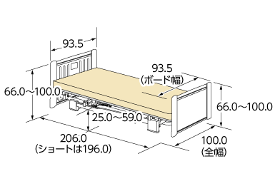 樹脂ボード（90cm幅）昇降1モーター寸法図