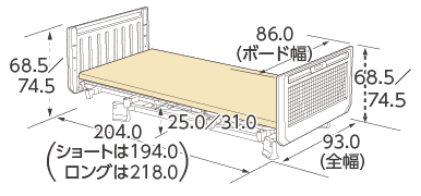 樹脂ボード（83cm幅）背上げ1モーター寸法図