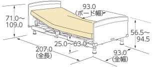 固定脚仕様（83cm幅）ラウンドボード寸法図