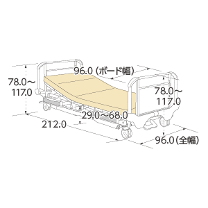 ポジショニングベッドシリーズスチールボード寸法図