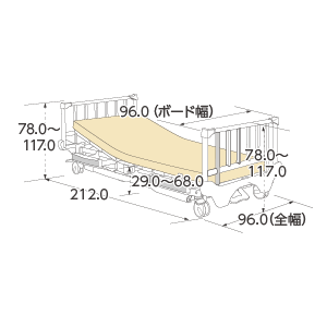 ベーシックベッドシリーズ整形外科用ボード寸法図