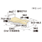 背上げ1モーター木製宮付タイプ寸法図