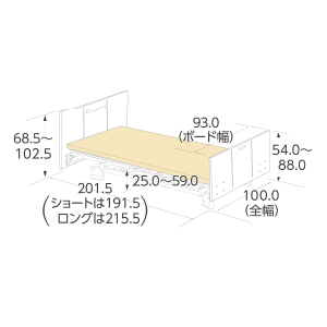 木製フラットボード（タテ柄・90cm幅）寸法図
