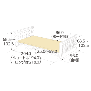 樹脂製ボード（チェック柄・83cm幅）寸法図
