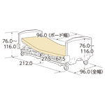 ベーシックベッドシリーズ木製ボード寸法図（4輪ロック仕様）